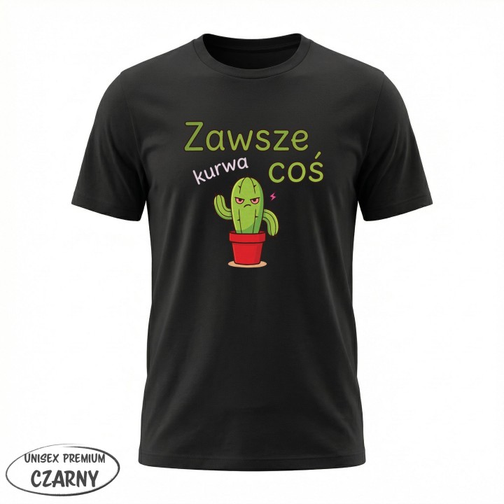 Koszulka Zły Kaktus Zawsze Kurwa Coś | T-shirt z kaktusem damski męski