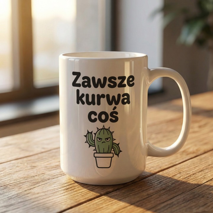 Kreatywny podarunek do pracy dla programisty lub księgowej – biały kubek z uchem i kłującym humorem