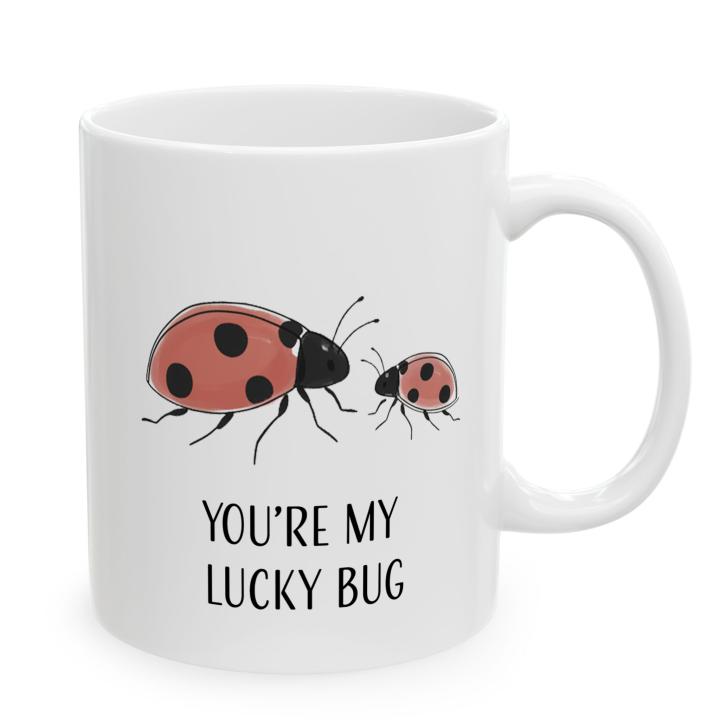 Kubek z nadrukiem dla pary – „YOU'RE MY LUCKY BUG”