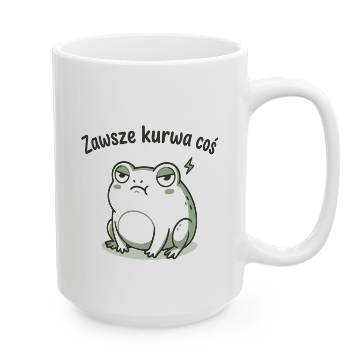 Kubek z nadrukiem „Zawsze kurwa coś” z żabą | Wręcz Wspaniale