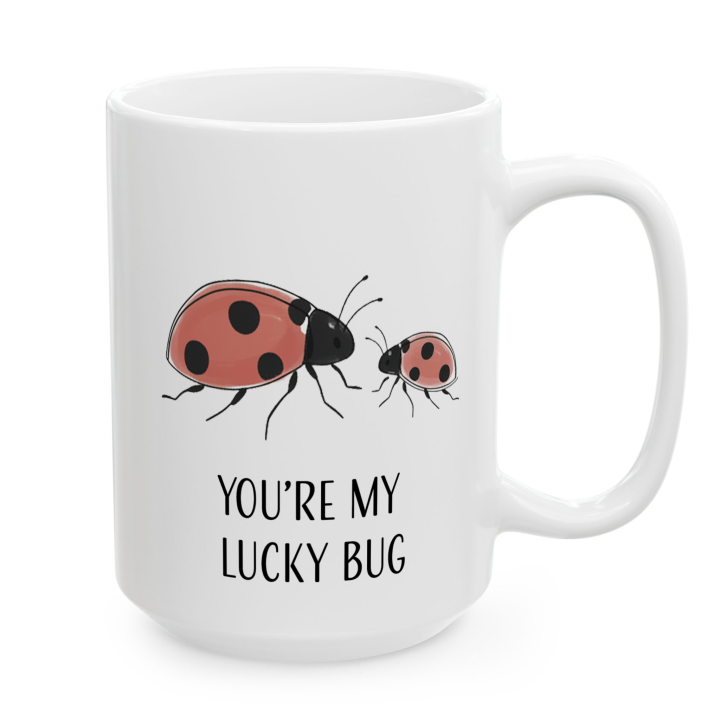 Kubek z nadrukiem dla pary – „YOU'RE MY LUCKY BUG”
