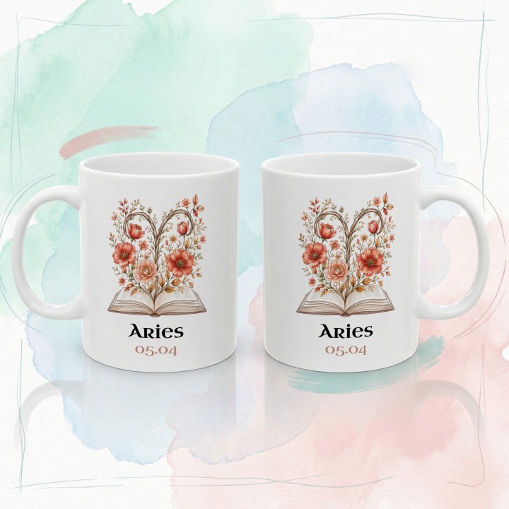Personalizowany kubek ze znakiem zodiaku dla czytelnika | Zodiak i książki
