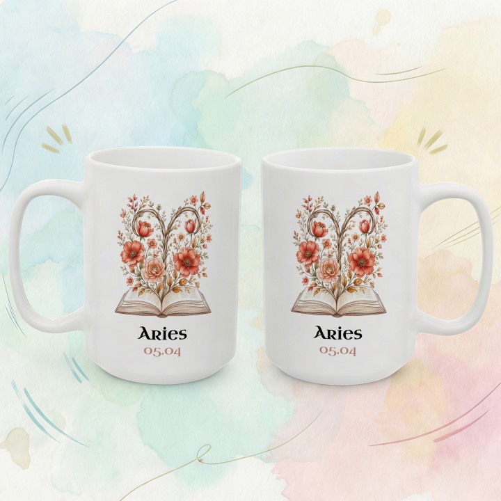 Personalizowany kubek ze znakiem zodiaku dla czytelnika | Zodiak i książki
