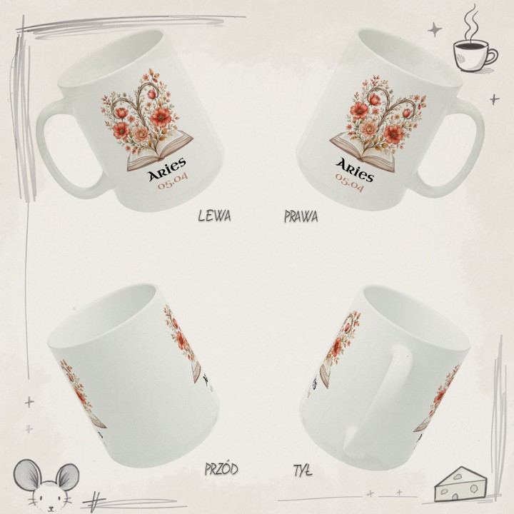 Personalizowany kubek ze znakiem zodiaku dla czytelnika | Zodiak i książki