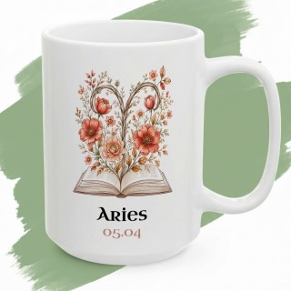 Personalizowany kubek ze znakiem zodiaku dla czytelnika | Zodiak i książki