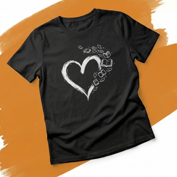 Koszulka dla książkoholika Serce z Książek | T-shirt bookish
