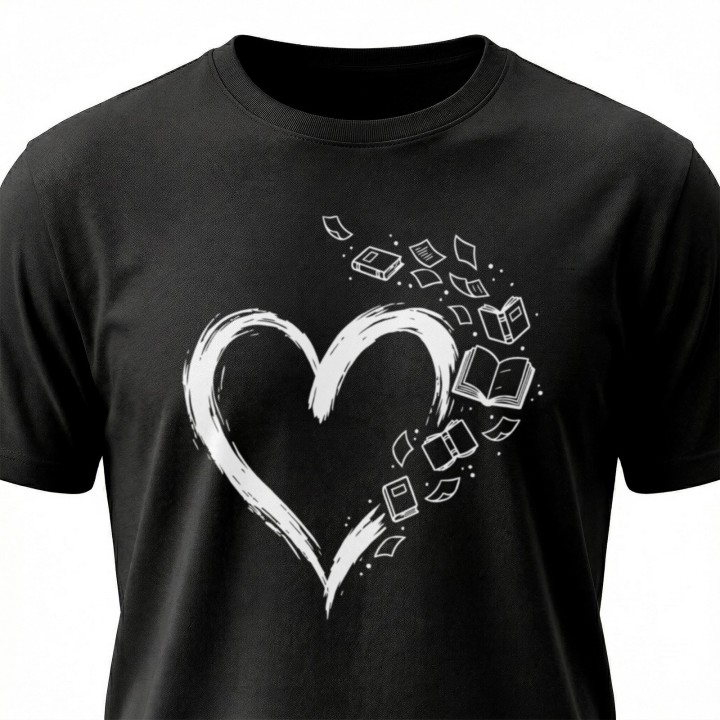 Koszulka dla książkoholika Serce z Książek | T-shirt bookish