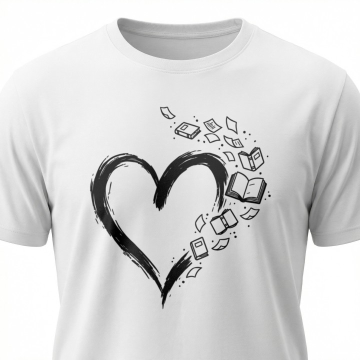Koszulka dla książkoholika Serce z Książek | T-shirt bookish