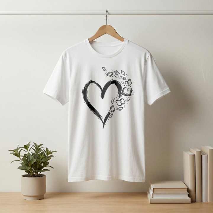 Koszulka dla książkoholika Serce z Książek | T-shirt bookish