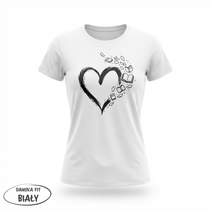 Koszulka dla książkoholika Serce z Książek | T-shirt bookish