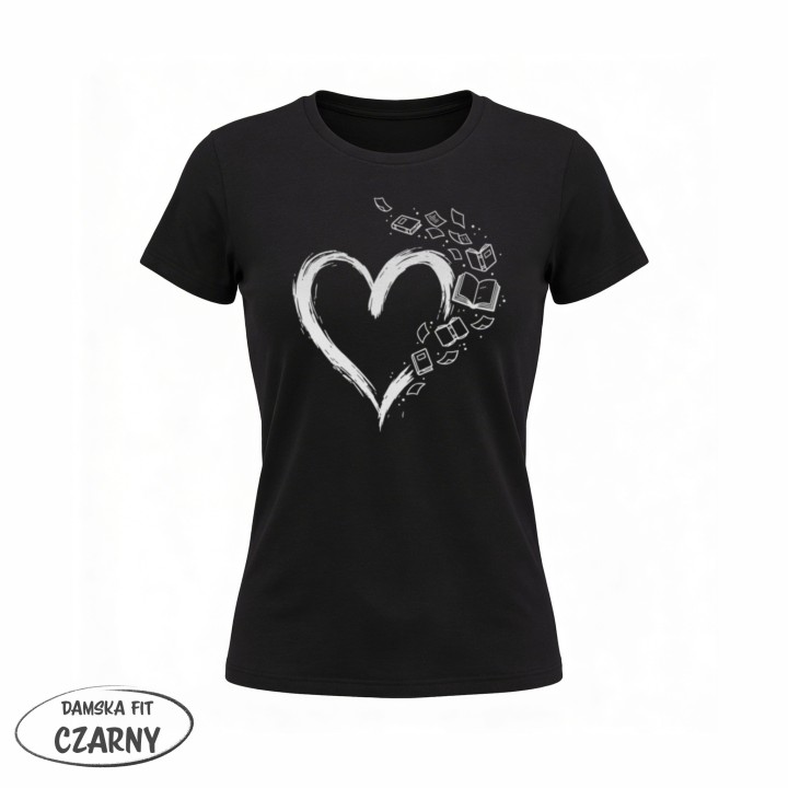 Koszulka dla książkoholika Serce z Książek | T-shirt bookish