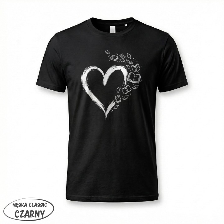 Koszulka dla książkoholika Serce z Książek | T-shirt bookish