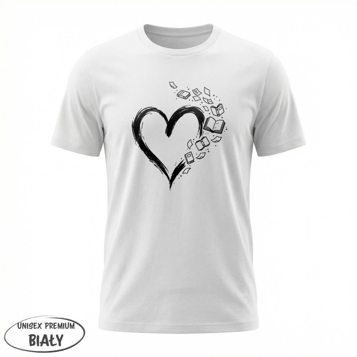 Koszulka dla książkoholika Serce z Książek | T-shirt bookish