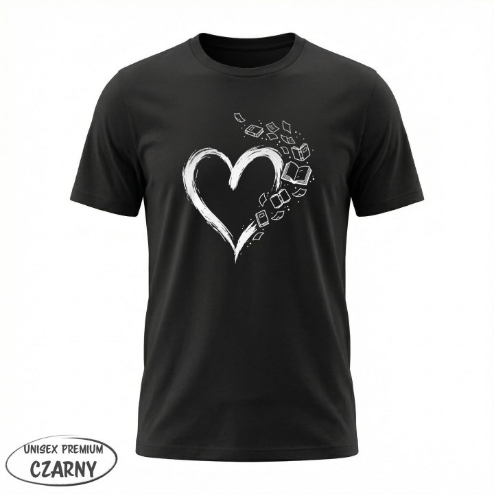 Koszulka dla książkoholika Serce z Książek | T-shirt bookish