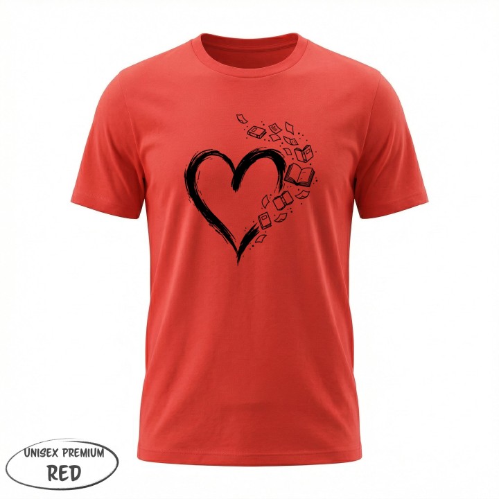Koszulka dla książkoholika Serce z Książek | T-shirt bookish