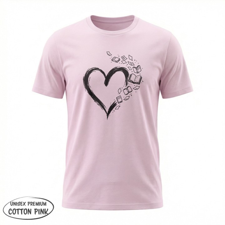 Koszulka dla książkoholika Serce z Książek | T-shirt bookish