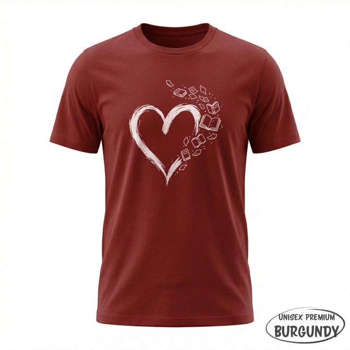 Koszulka dla książkoholika Serce z Książek | T-shirt bookish