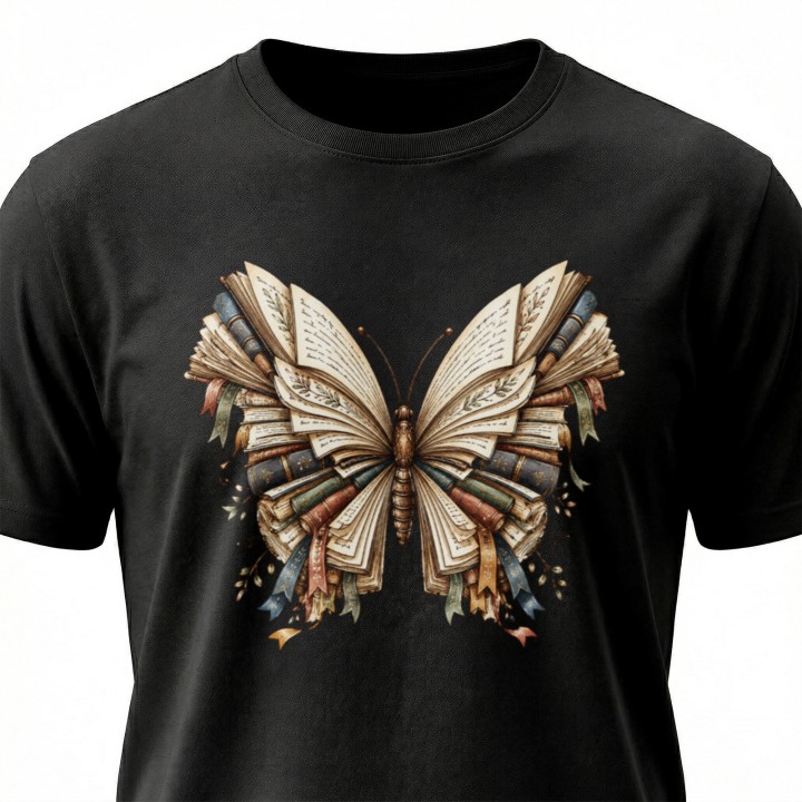 Koszulka dla czytelniczki - Motyl - Galeria - (000_1)_UNI_BLACK