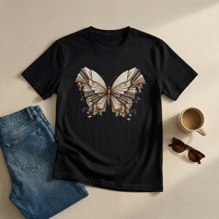Koszulka dla czytelniczki - Motyl - Galeria - (000_1)_UNI_BLACK