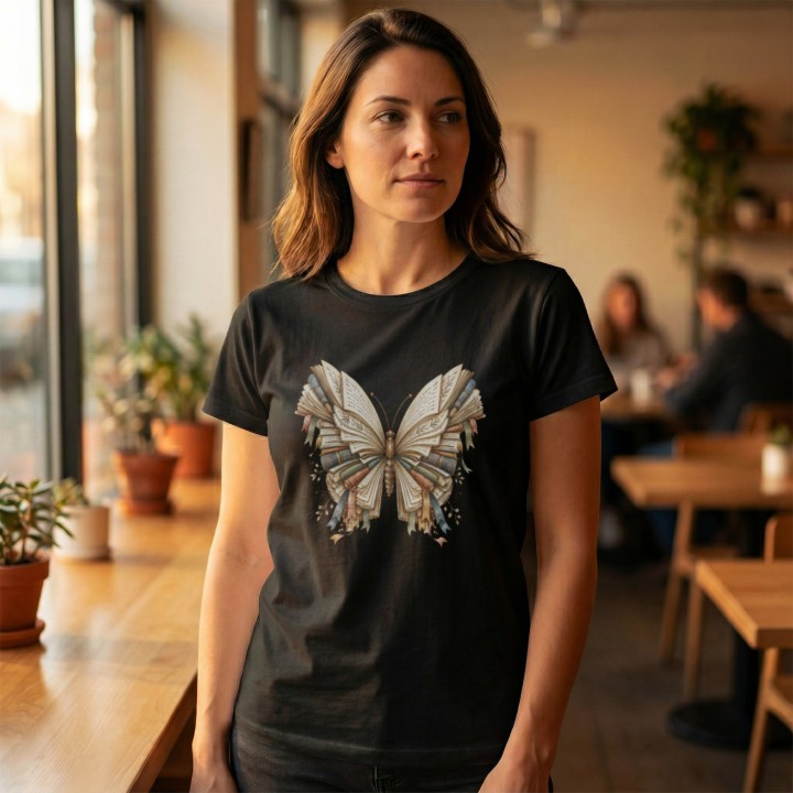 Koszulka dla czytelniczki - Motyl - Galeria - (000_1)_UNI_BLACK