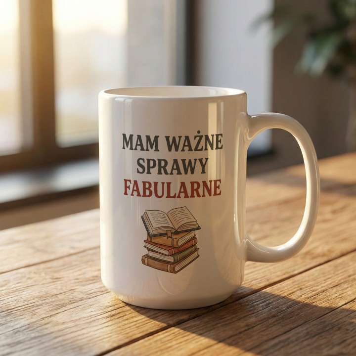 Kubek - Mam ważne sprawy fabularne - Main - (B)_1_Basic_White_15Oz
