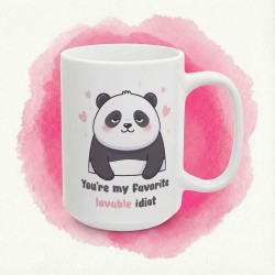 Kubek z pandą „You’re my favorite lovable idiot” – czuły roast dla ulubionej osoby