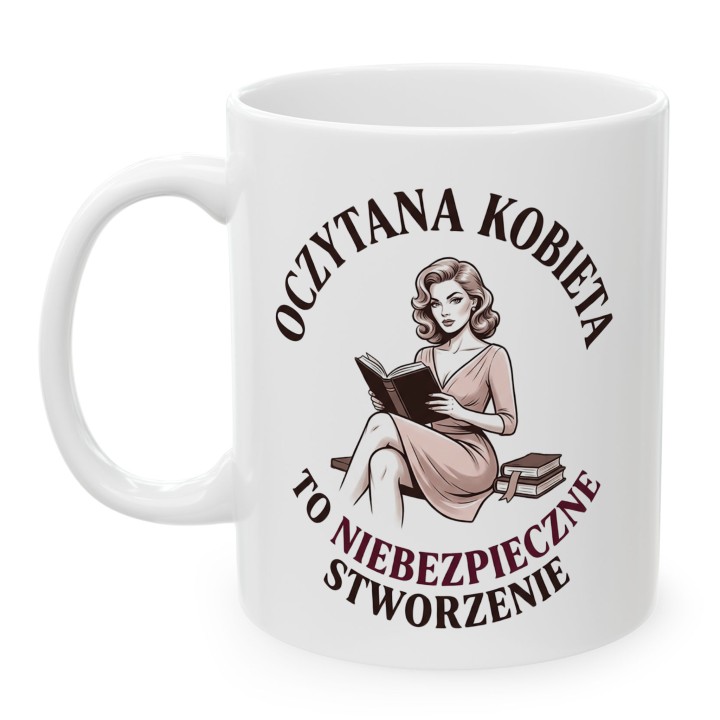 Kubek - Oczytana kobieta to niebezpieczne stworzenie - Main - (B)_1_Basic-White_11Oz