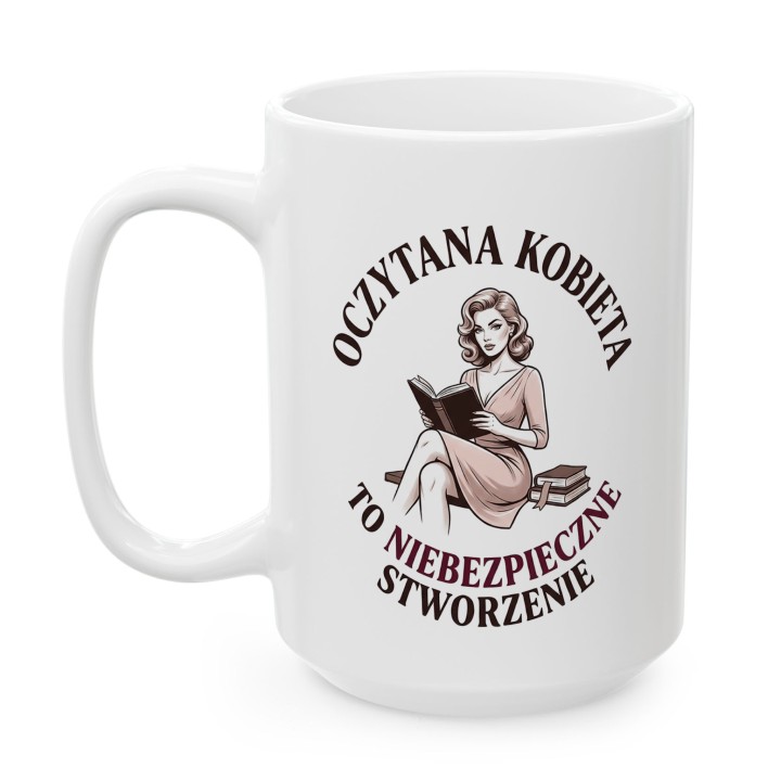 Kubek - Oczytana kobieta to niebezpieczne stworzenie - Main - (B)_1_Basic_White_15Oz