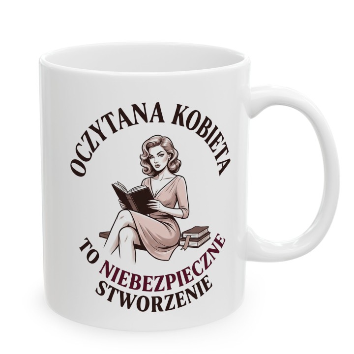 Kubek - Oczytana kobieta to niebezpieczne stworzenie - Main - (B)_1_Basic-White_11Oz