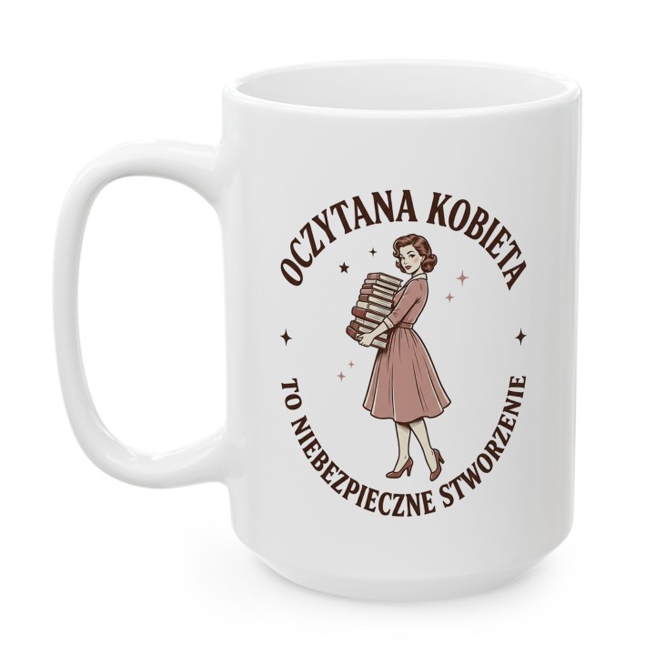 Kubek - Oczytana kobieta to niebezpieczne stworzenie - Main - (B)_1_Basic_White_15Oz