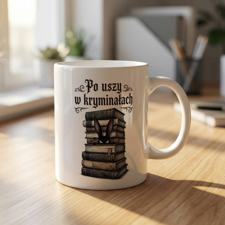Kubek dla czytelnika kryminałów i królików - Po uszy w kryminałach - Main - (B)_1_Basic-White_11Oz