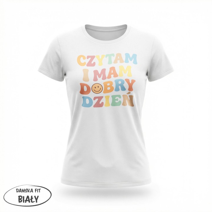 Koszulka - Czytam i mam dobry dzień - Galeria - (01)_F190_LADY_White