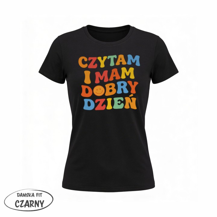 Koszulka - Czytam i mam dobry dzień - Galeria - (02)_F190_LADY_Black