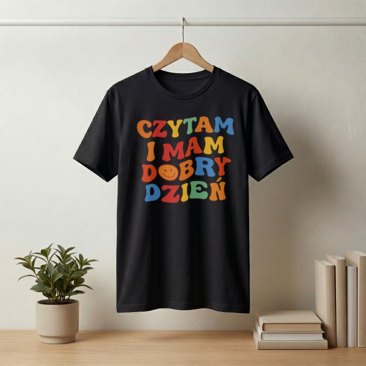 Koszulka - Czytam i mam dobry dzień - Galeria - (000_1)_UNI_BLACK