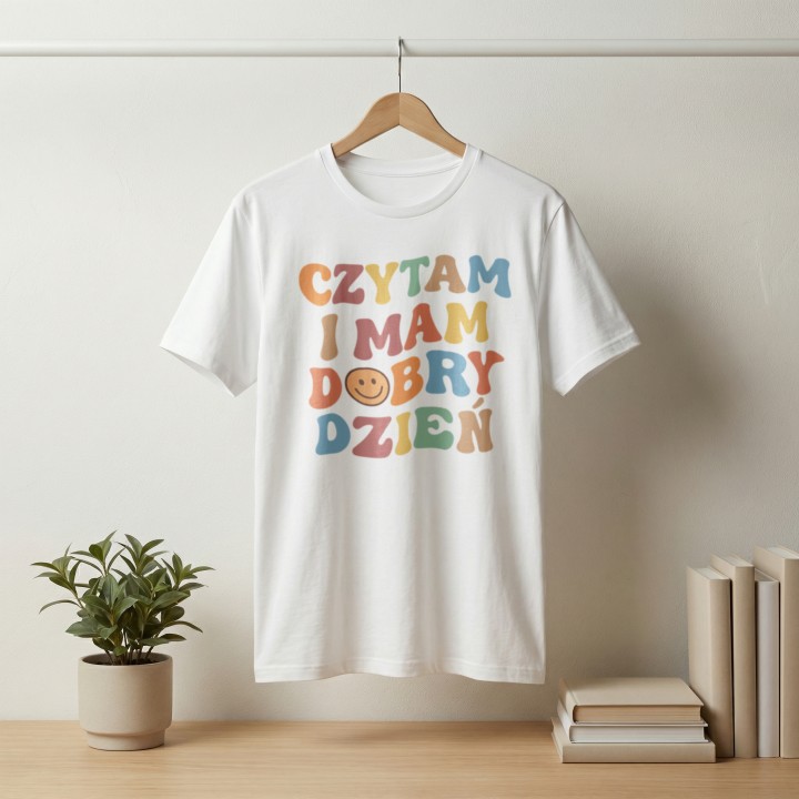 Koszulka - Czytam i mam dobry dzień - Galeria - (000_2)_UNI_WHITE