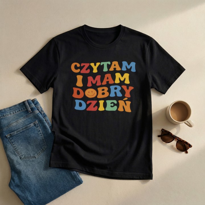 Koszulka - Czytam i mam dobry dzień - Galeria - (000_1)_UNI_BLACK