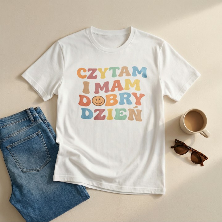 Koszulka - Czytam i mam dobry dzień - Galeria - (000_2)_UNI_WHITE