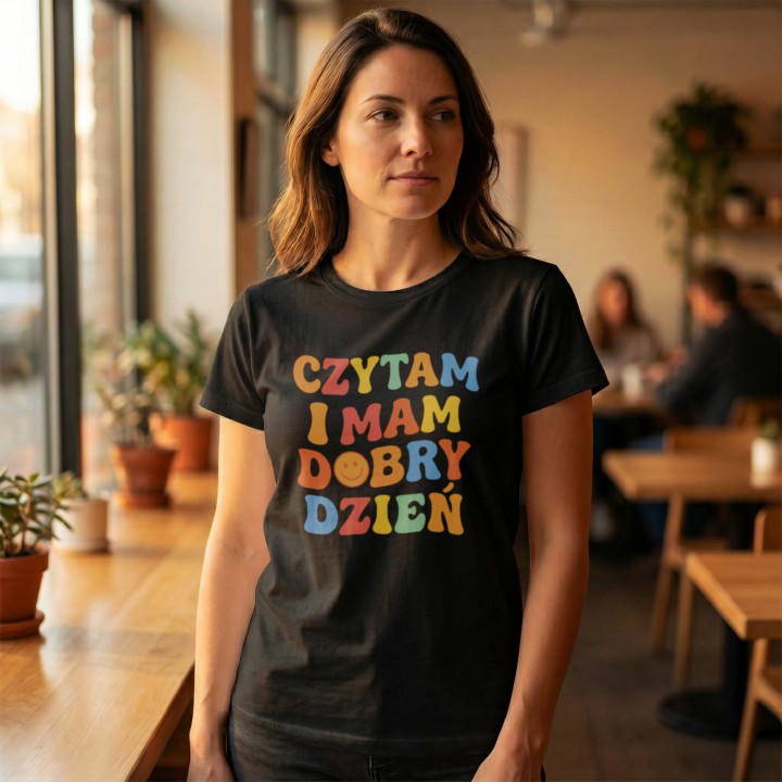 Koszulka - Czytam i mam dobry dzień - Galeria - (000_1)_UNI_BLACK