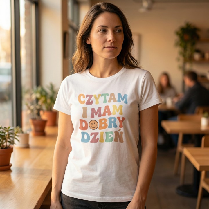 Koszulka - Czytam i mam dobry dzień - Galeria - (000_2)_UNI_WHITE