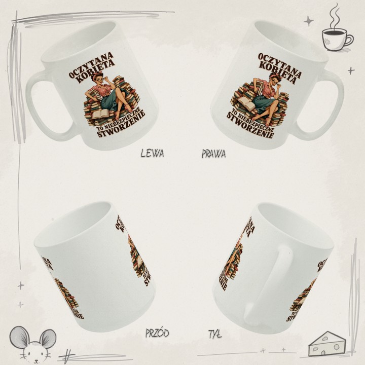 Kubek z nadrukiem - Oczytana kobieta jest niebezpieczna - Galeria - (B)_4Side_Grid