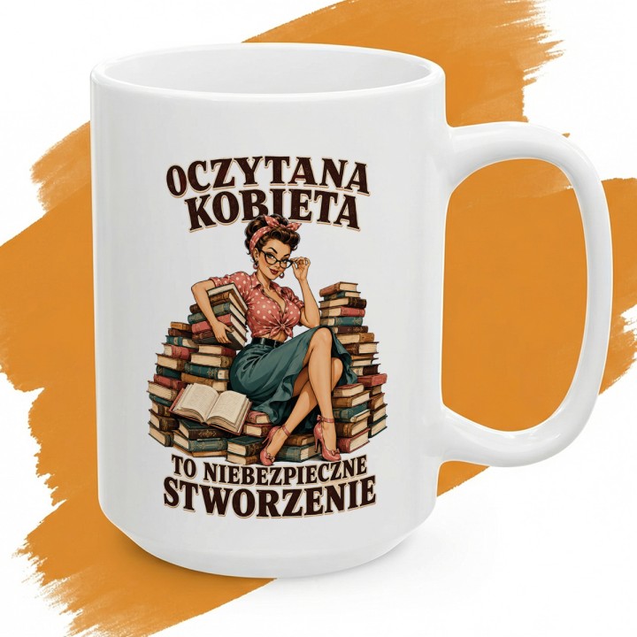Kubek z nadrukiem - Oczytana kobieta jest niebezpieczna - Cover - (B)_Basic_Miniatura_WW