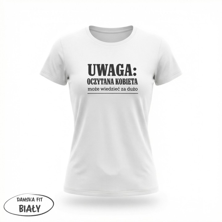 Koszulka - Uwaga oczytana kobieta - Galeria - (01)_F190_LADY_White