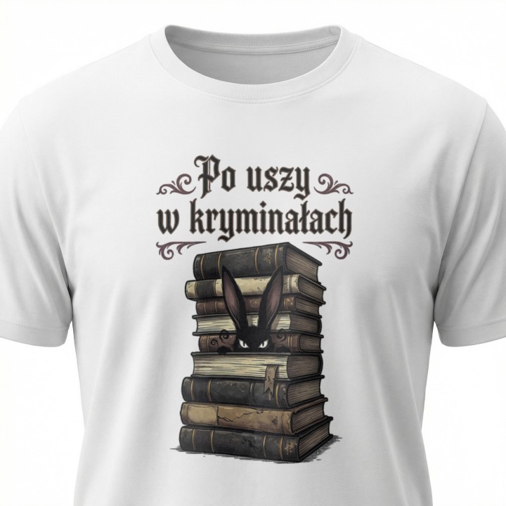 Koszulka dla fana czytania kryminałów i królików - Po uszy w kryminałach - Galeria - (000_2)_UNI_WHITE