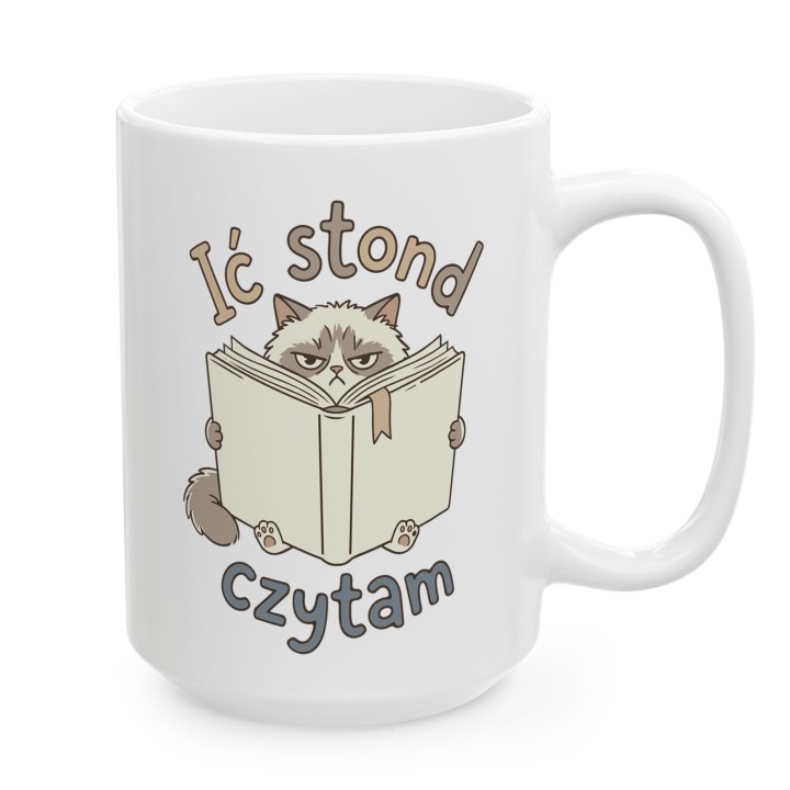 Kubek z kotem - Ić stant bo czytam - Main - (B)_1_Basic_White_15Oz