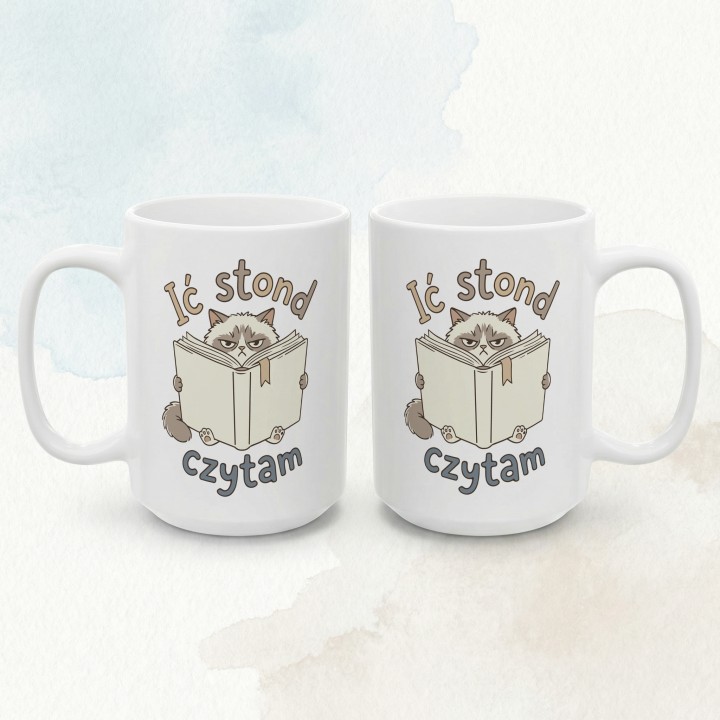 Kubek z kotem - Ić stant bo czytam - Main - (B)_1_Basic_White_15Oz