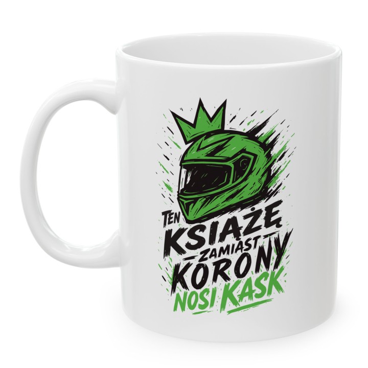 Kubek - Ten książek zamiast korony nosi Kask - Zielony - Main - (B)_1_Basic-White_11Oz