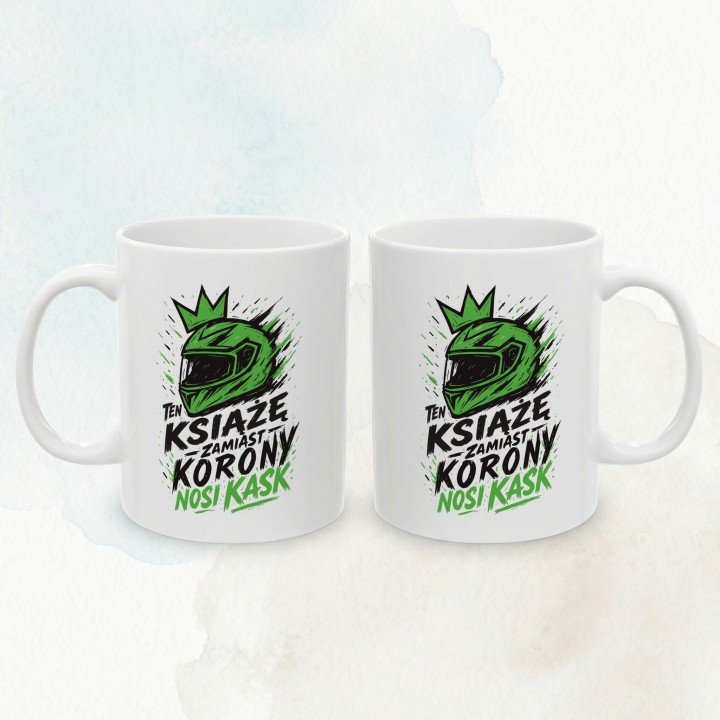 Kubek - Ten książek zamiast korony nosi Kask - Zielony - Main - (B)_1_Basic-White_11Oz