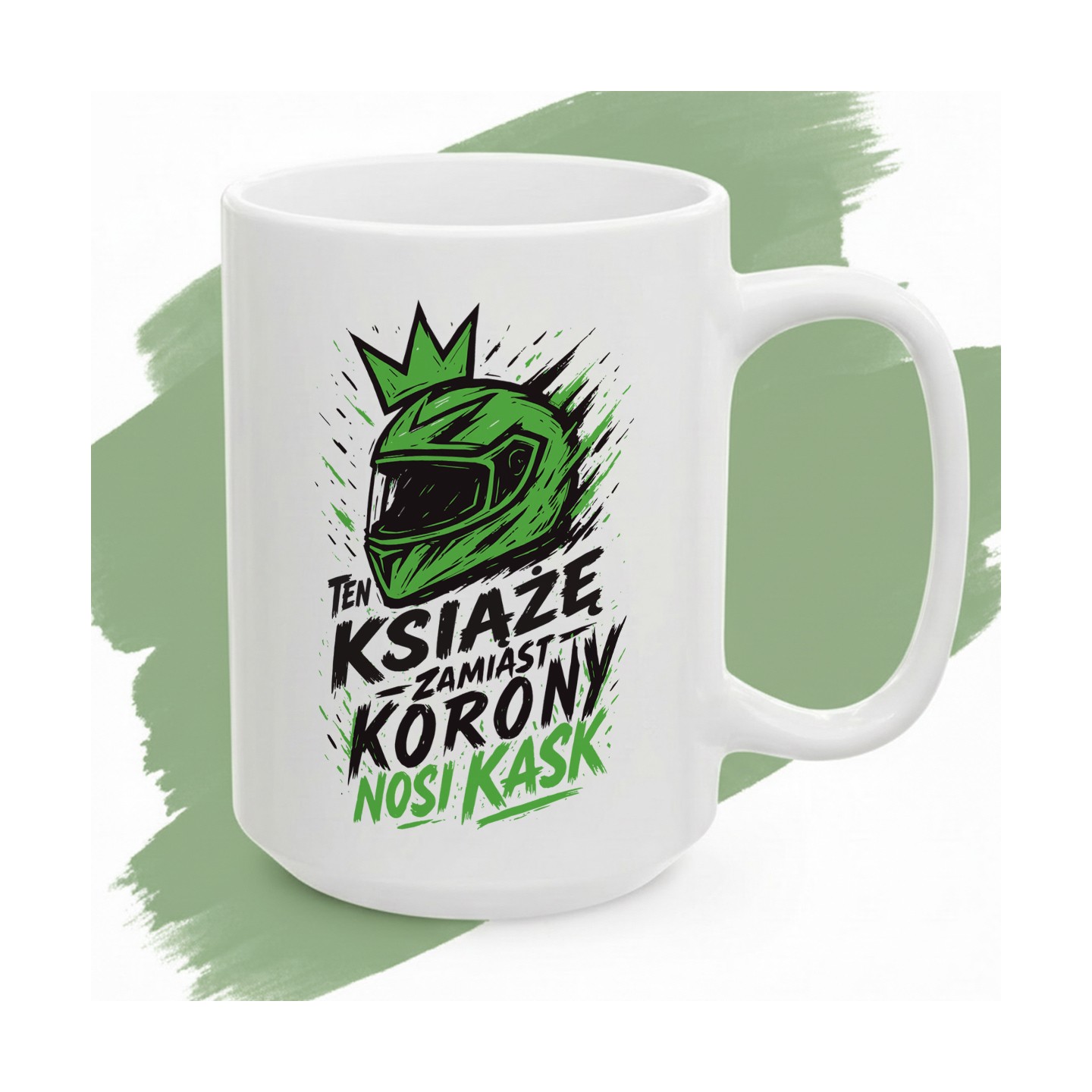 Kubek - Ten książek zamiast korony nosi Kask - Zielony - Cover - (B)_Basic_Miniatura_WW