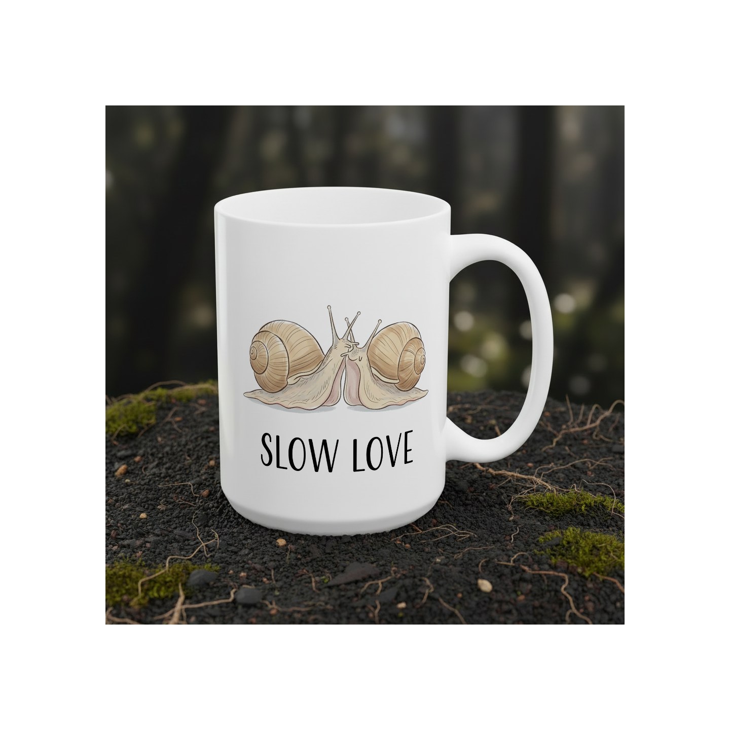 Kubek z nadrukiem zakochane ślimaki „SLOW LOVE”