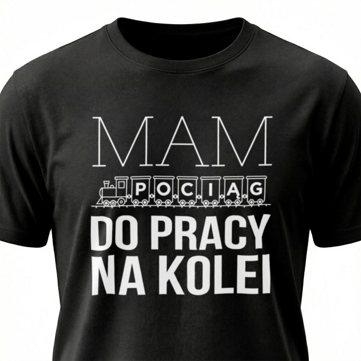 Koszulka - Mam pociąg do pracy na kolei - Galeria - (000_1)_UNI_BLACK